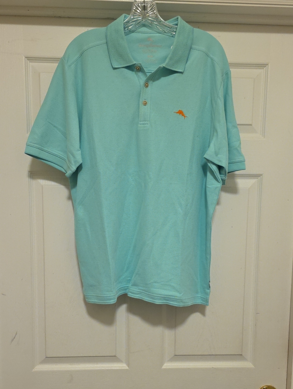 Tommy Bahama Aqua Polo with Orange Dolphin Logo